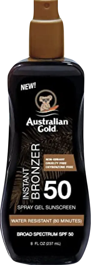 Australian Gold SPF50 spray gel with bronzer