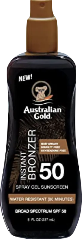 Australian Gold SPF50 spray gel with bronzer